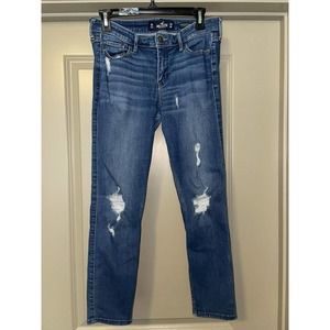 EUC HOLLISTER Low Rise Super Skinny Distressed Blue Jeans Women's SZ 9R W29/L26